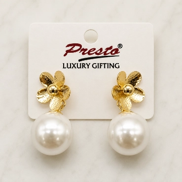 Vintage-Inspired Golden Bloom Pearl Drop Earrings