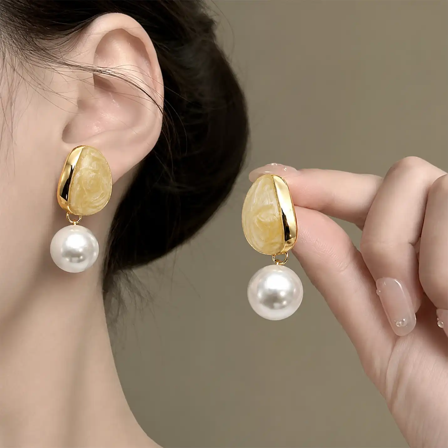 Luxe Ivory Pearl Gold-Tone Statement Earrings