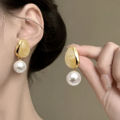 Luxe Ivory Pearl Gold-Tone Statement Earrings
