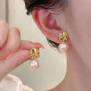 Blush Pearl &amp; Gold-Tone Statement Drop Earrings
