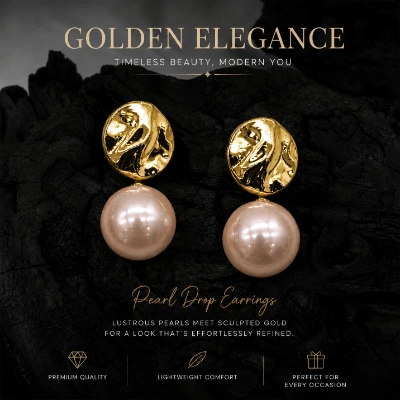 Blush Pearl & Gold-Tone Statement Drop Earrings