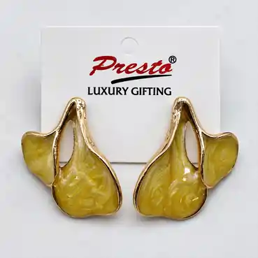 Elegant Mustard Enamel Gold-Tone Statement Earrings
