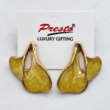 Elegant Mustard Enamel Gold-Tone Statement Earrings