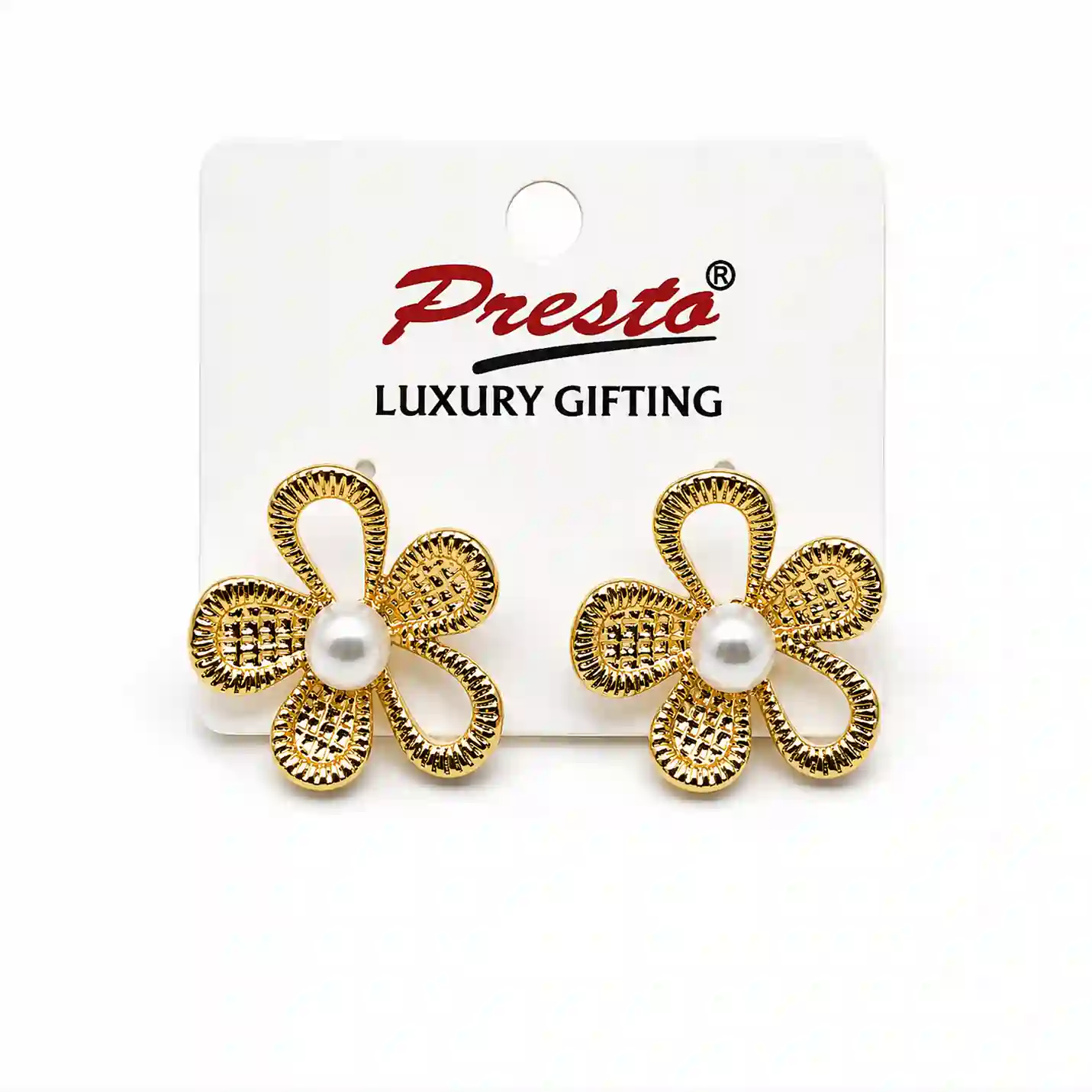 Contemporary Pearl Flower Stud Earrings