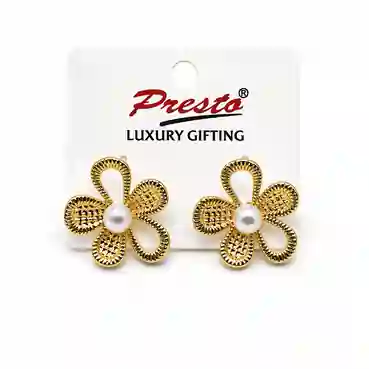 Contemporary Pearl Flower Stud Earrings