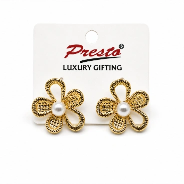 Contemporary Pearl Flower Stud Earrings