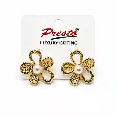 Contemporary Pearl Flower Stud Earrings