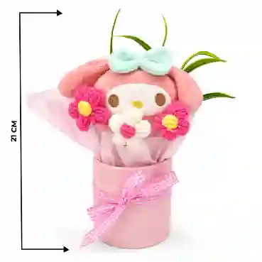 Cute Bunny Plush &amp; Crochet Flower Bouquet in Pink Gift Vase