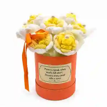 Beautiful Crochet Yellow Roses in a Decorative Box