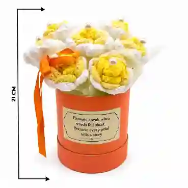 Beautiful Crochet Yellow Roses in a Decorative Box