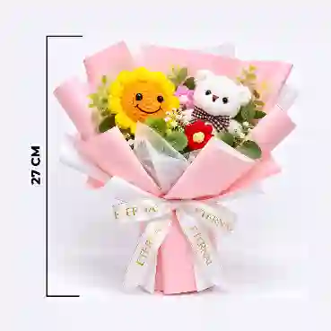 Cute Crochet Sunflower &amp; Teddy Bear Bouquet