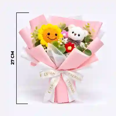 Cute Crochet Sunflower & Teddy Bear Bouquet