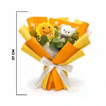 Hand-Finished Yellow Crochet Sunflower &amp; Teddy Bear Gift Bouquet