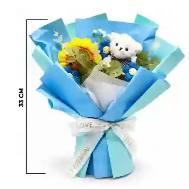 Premium Crochet Sunflower &amp; Teddy Bear Keepsake Bouquet
