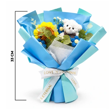 Premium Crochet Sunflower &amp; Teddy Bear Keepsake Bouquet