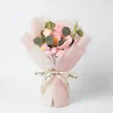 Forever Pink Crochet Flowers with Decorative Green Leaves
