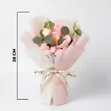 Forever Pink Crochet Flowers with Decorative Green Leaves