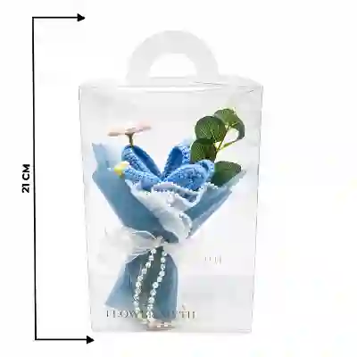 Blue Crochet Bunny Ear Bouquet in Premium Display Gift Box