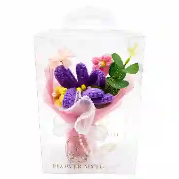 Purple Crochet Bunny Ear Bouquet in Elegant Gift Box