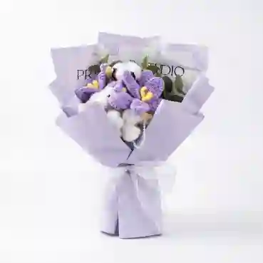 Lavender Crochet Flower Bouquet with Cotton Blooms