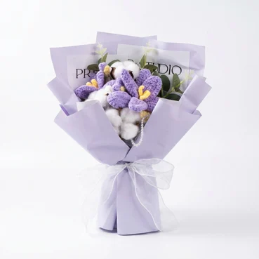 Lavender Crochet Flower Bouquet with Cotton Blooms