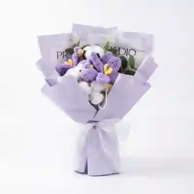 Lavender Crochet Flower Bouquet with Cotton Blooms