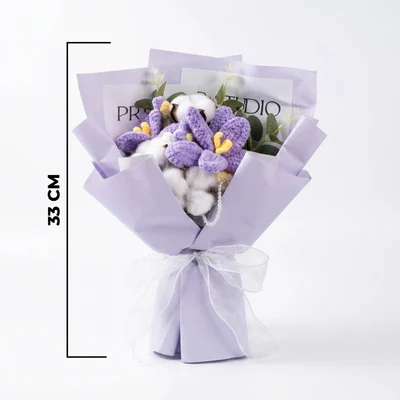 Lavender Crochet Flower Bouquet with Cotton Blooms