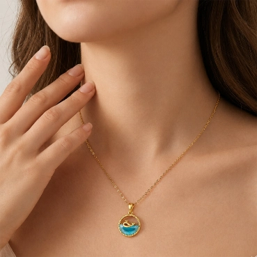 Gold Dolphin Ocean Pendant Necklace