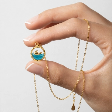 Gold Dolphin Ocean Pendant Necklace
