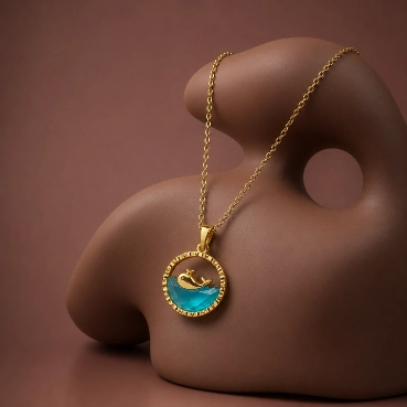 Gold Dolphin Ocean Pendant Necklace