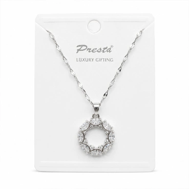 Silver Floral Halo Pendant Necklace