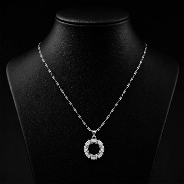 Silver Floral Halo Pendant Necklace