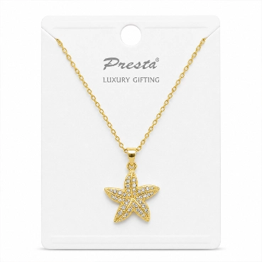 Luxury Gold-Plated Starfish Pendant Necklace with Crystal Studded Charm for Women