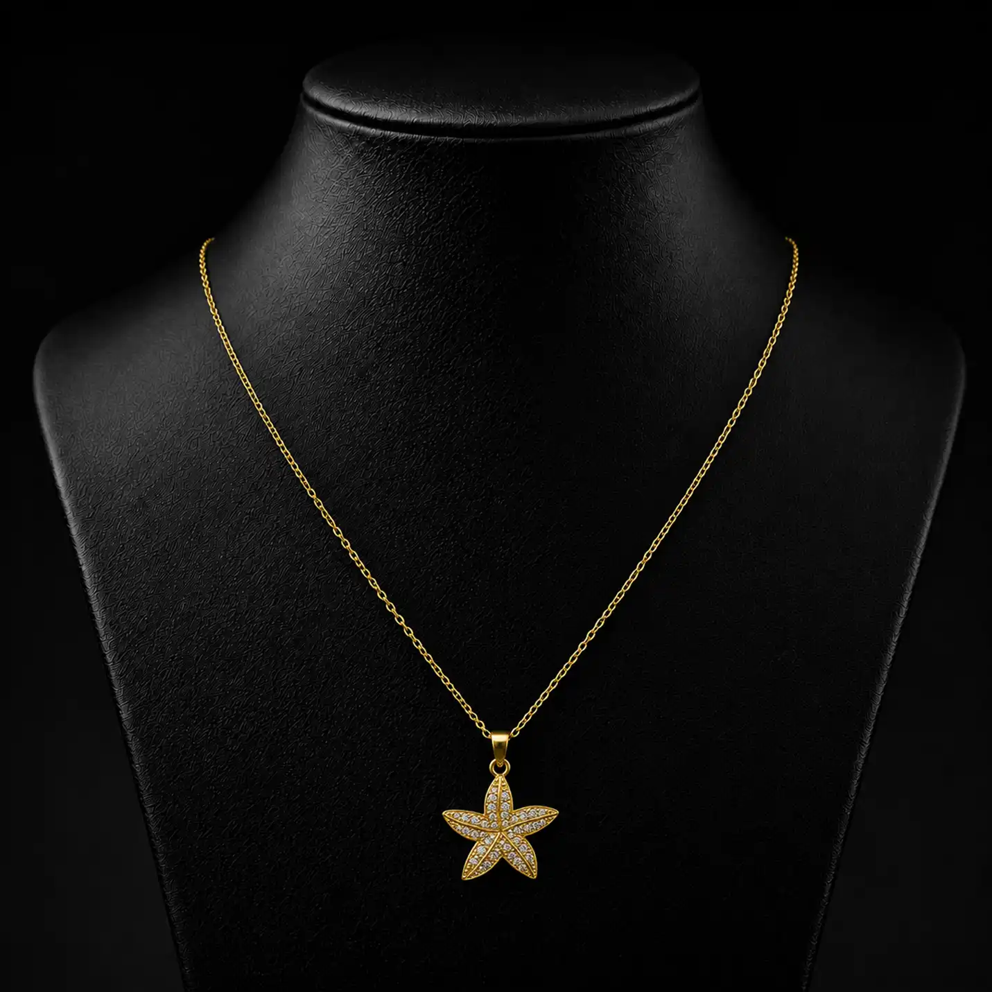 Luxury Gold-Plated Starfish Pendant Necklace with Crystal Studded Charm for Women
