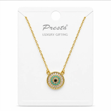 Gold-Plated Evil Eye Crystal Pendant Necklace