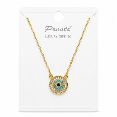 Gold-Plated Evil Eye Crystal Pendant Necklace