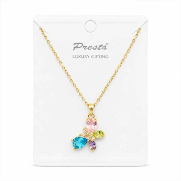 Luxury Gold-Plated Multicolor Crystal Butterfly Pendant Necklace for Women