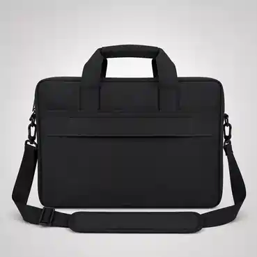 Personalized Black Laptop Messenger Bag with Hidden Front Pocket