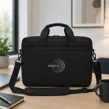 Personalized Black Laptop Messenger Bag with Hidden Front Pocket
