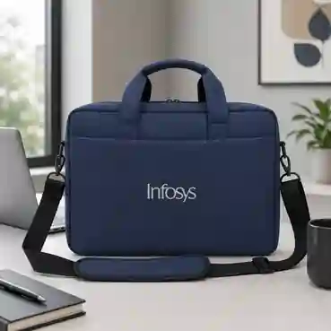 Professional custom made Navy Blue Laptop bag with Hidden Front Pocket