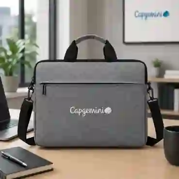 Corporate Grey Laptop Messenger Bag with Adjustable Shoulder Strap