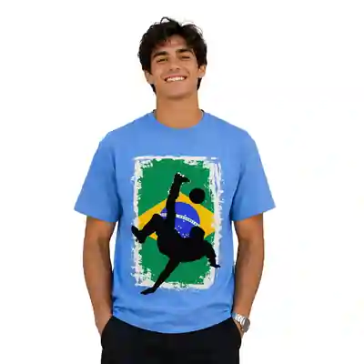 Football Bicycle Kick Graphic Printed Sky Blue T-Shirt