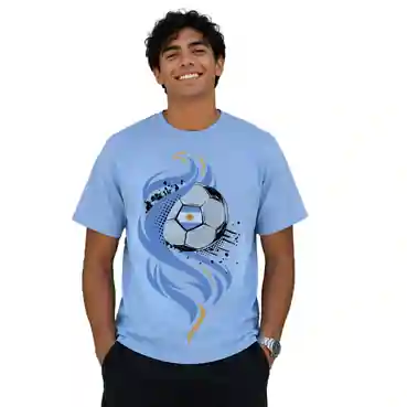 Trendy Sky Blue Graphic Casual T-Shirt For Football Lover