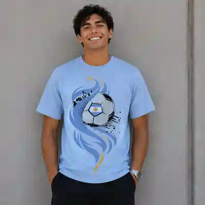 Trendy Sky Blue Graphic Casual T-Shirt For Football Lover