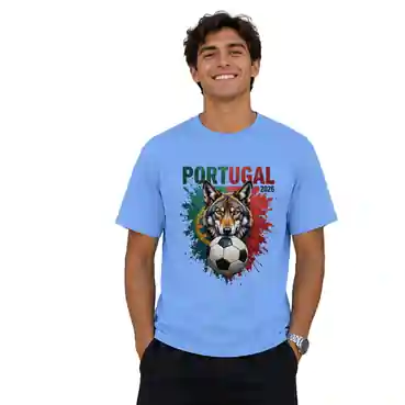 Football Wolf Graphic Printed Sky Blue T-Shirt