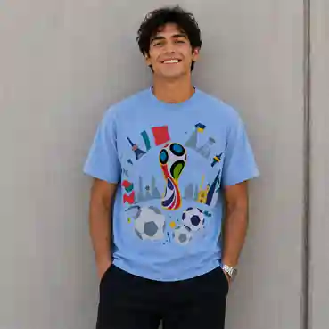Sports Lover Football Theme Sky Blue T-Shirt