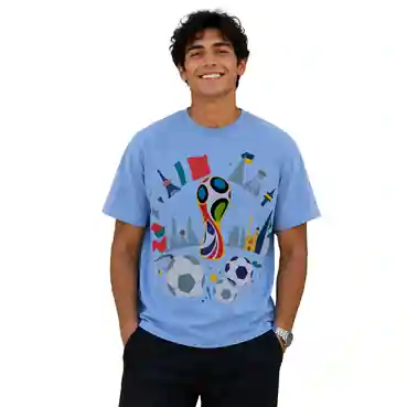Sports Lover Football Theme Sky Blue T-Shirt