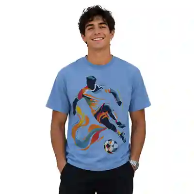 Football Fever Graphic Printed Sky Blue T-Shirt