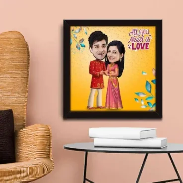 Customised Desi Couple Caricature Frame Online -Presto