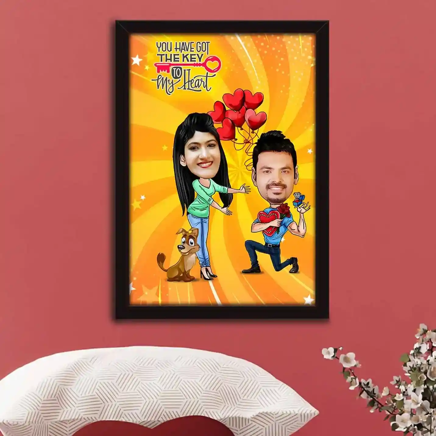 Love Couple Caricature Large Frame